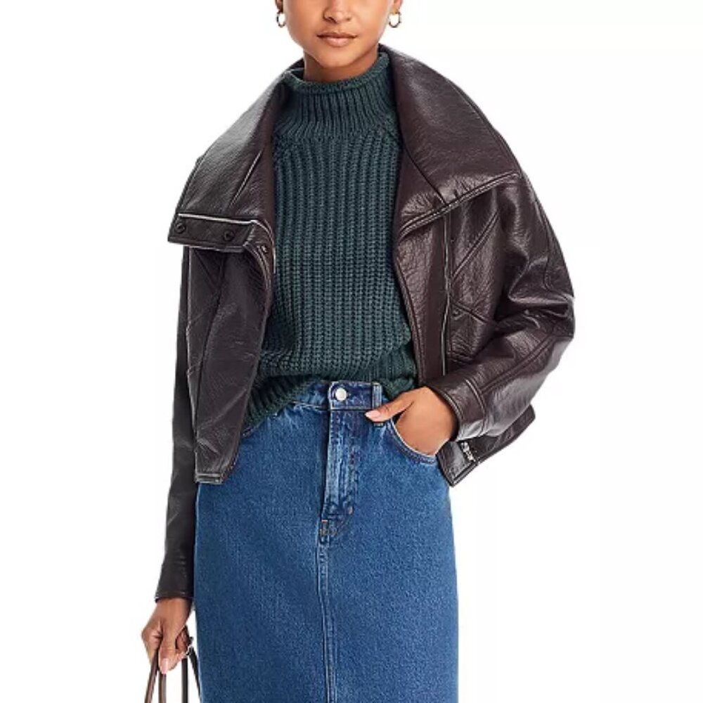 MOTHER The Count Chocula Faux Leather Jacket in Buckhorn Brown